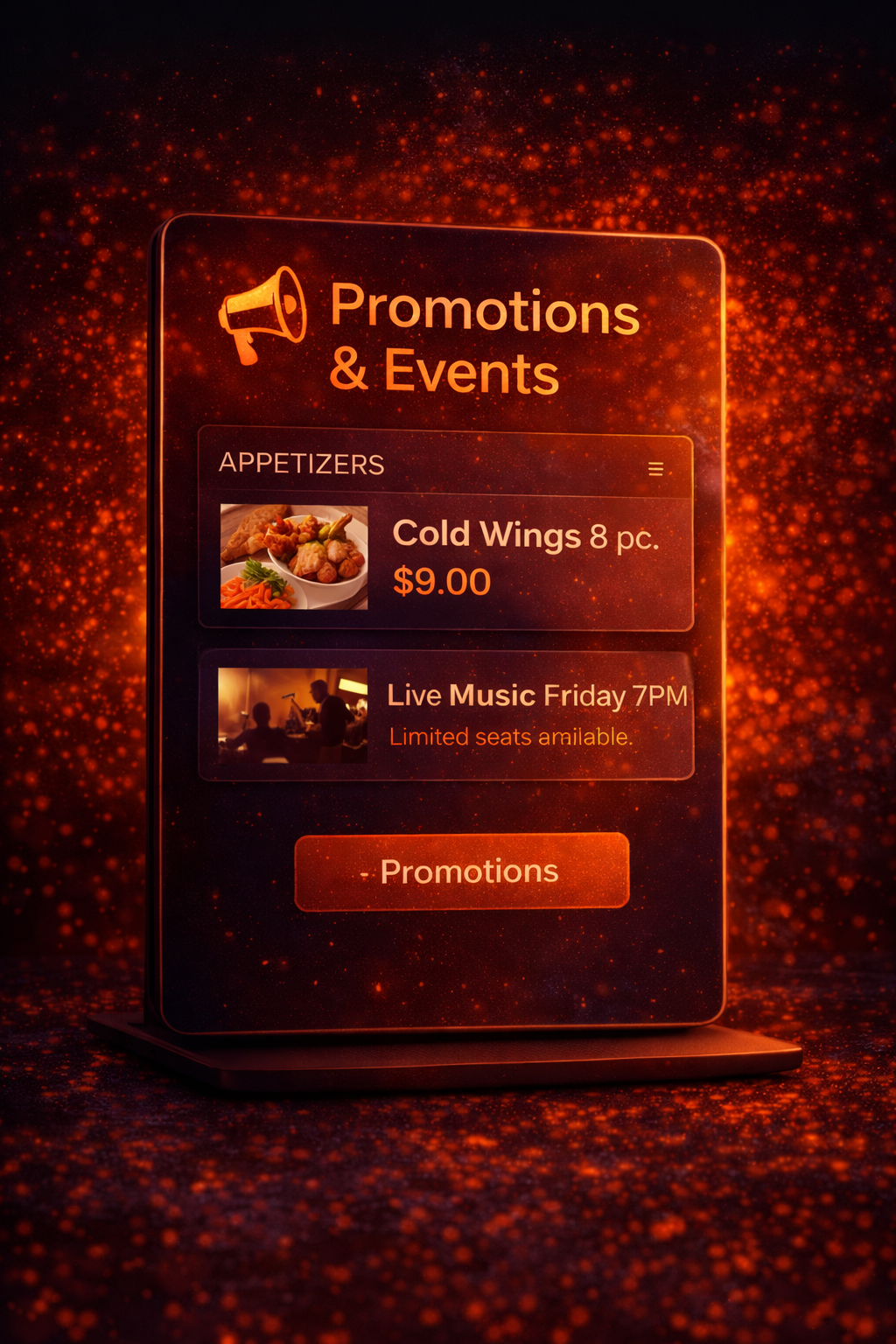 OrderHost.ai Events and Promotions interface