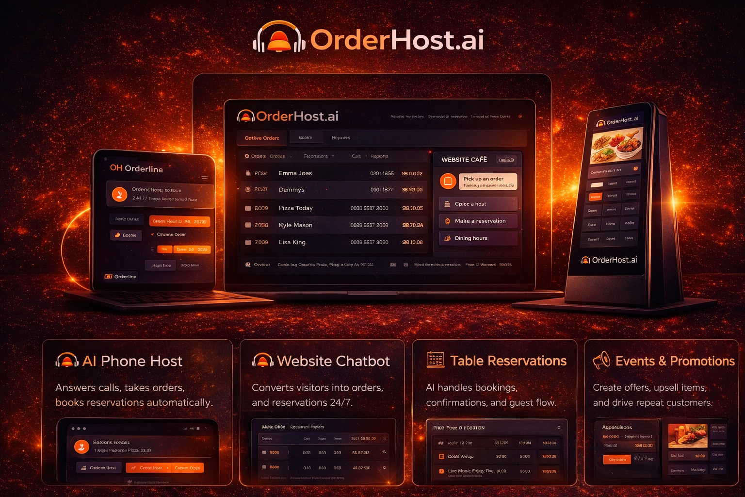 OrderHost.ai Table Reservations interface
