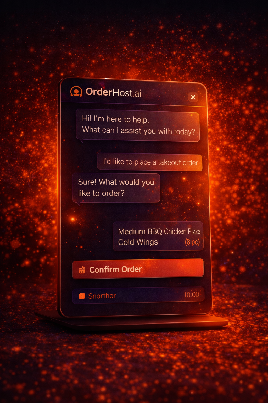 OrderHost.ai Website Chatbot interface