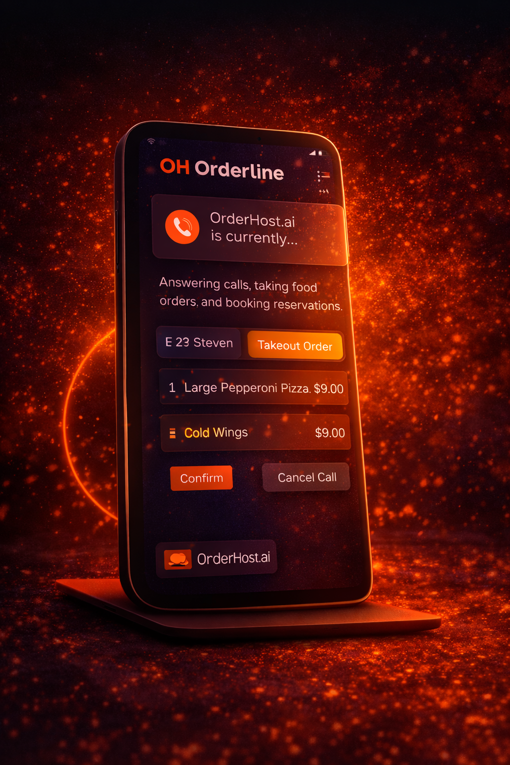 OrderHost.ai AI Phone Host interface